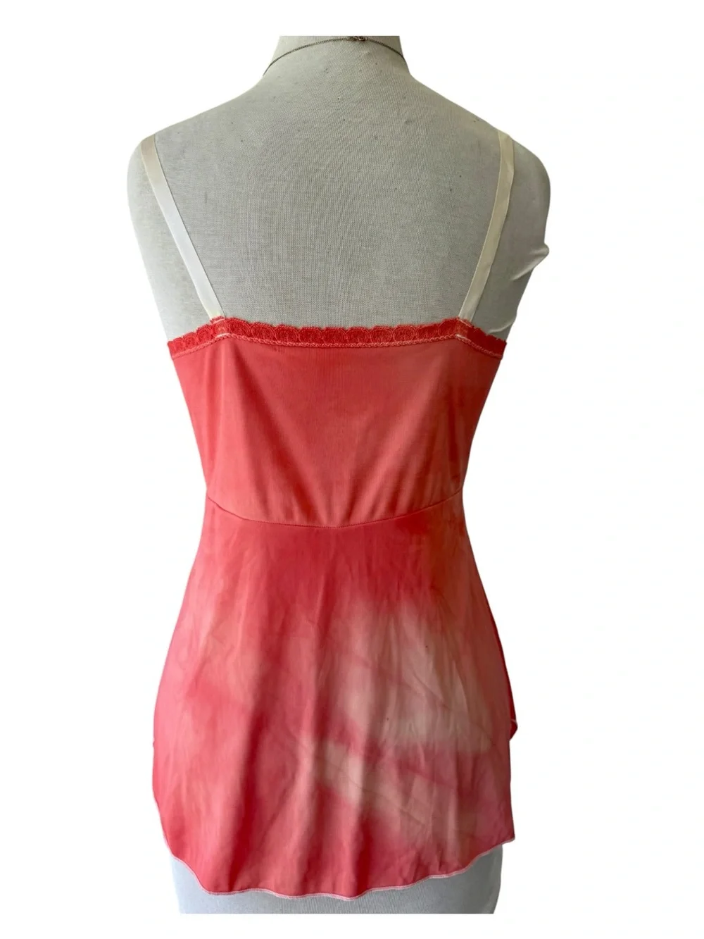 Vtg 70s Shadowline Coral Tie Dye Cami Tank Camisole Sz 36 Lingerie Boho - Picture 5 of 6